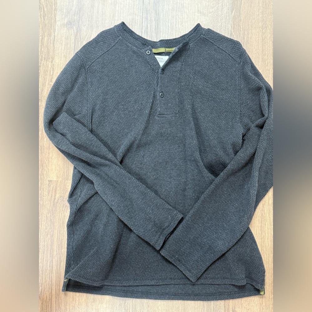 REI Men's Gray Sweater Heavy Duty 3/4 Button Up Size Medium